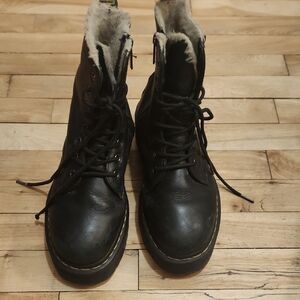 Dr. Martens Black Ankle Boots with Cream Lining